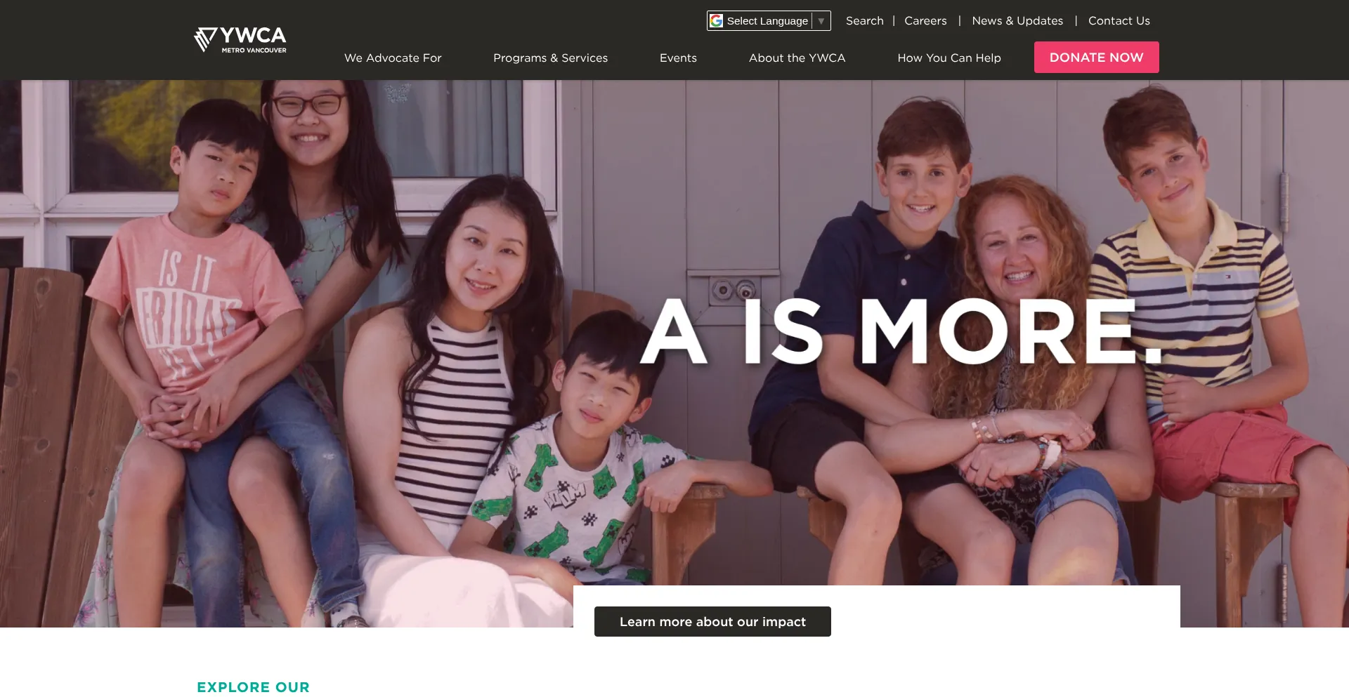 Website screenshot of Ywcavan.org