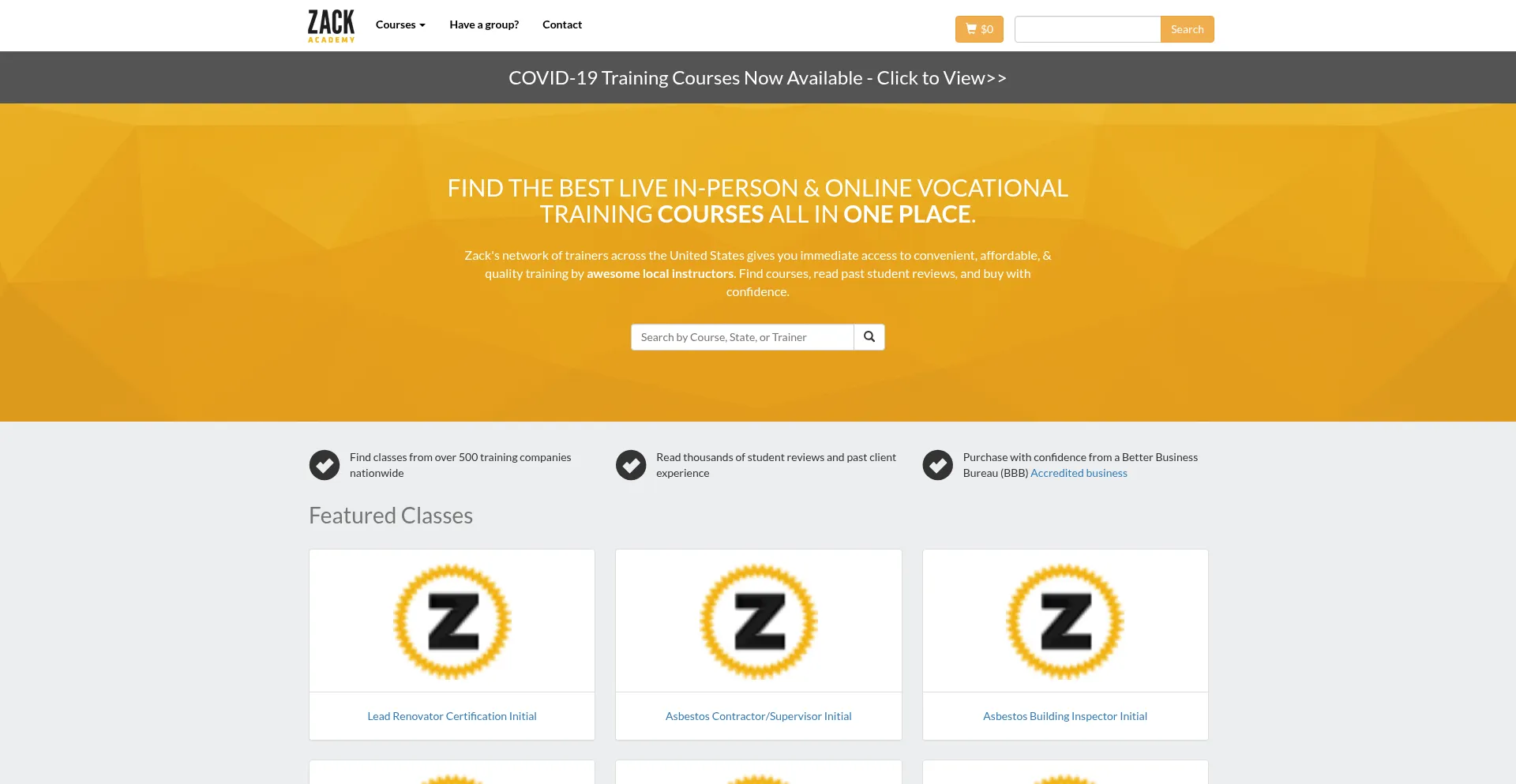 Website screenshot of Zachacademy.com