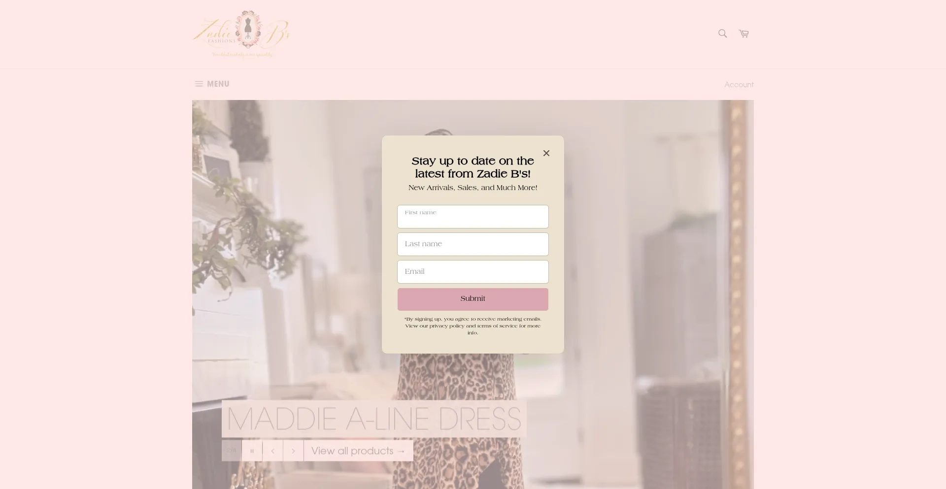 Website screenshot of Zadiebs.com