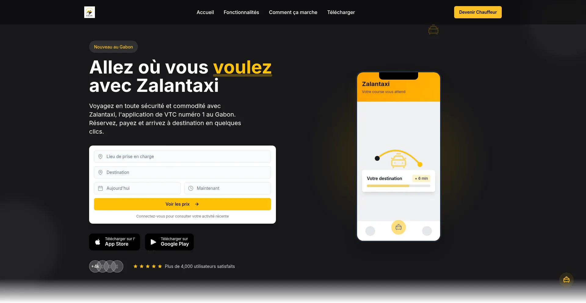 Website screenshot of Zalantaxi.com