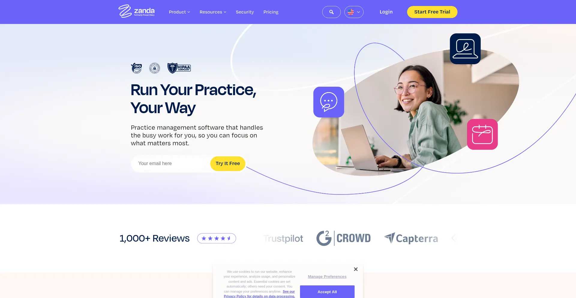 Website screenshot of Zandahealth.com