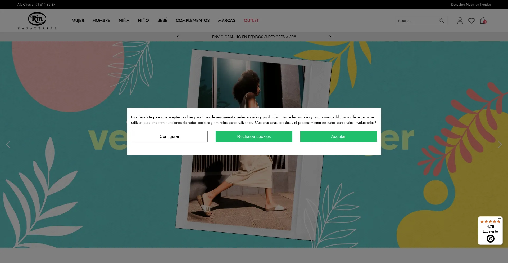 Website screenshot of Zapateriasrin.com