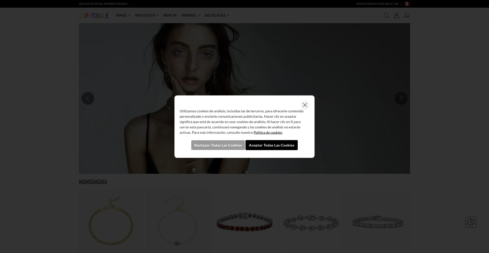 Website screenshot of Zapatosale.shop