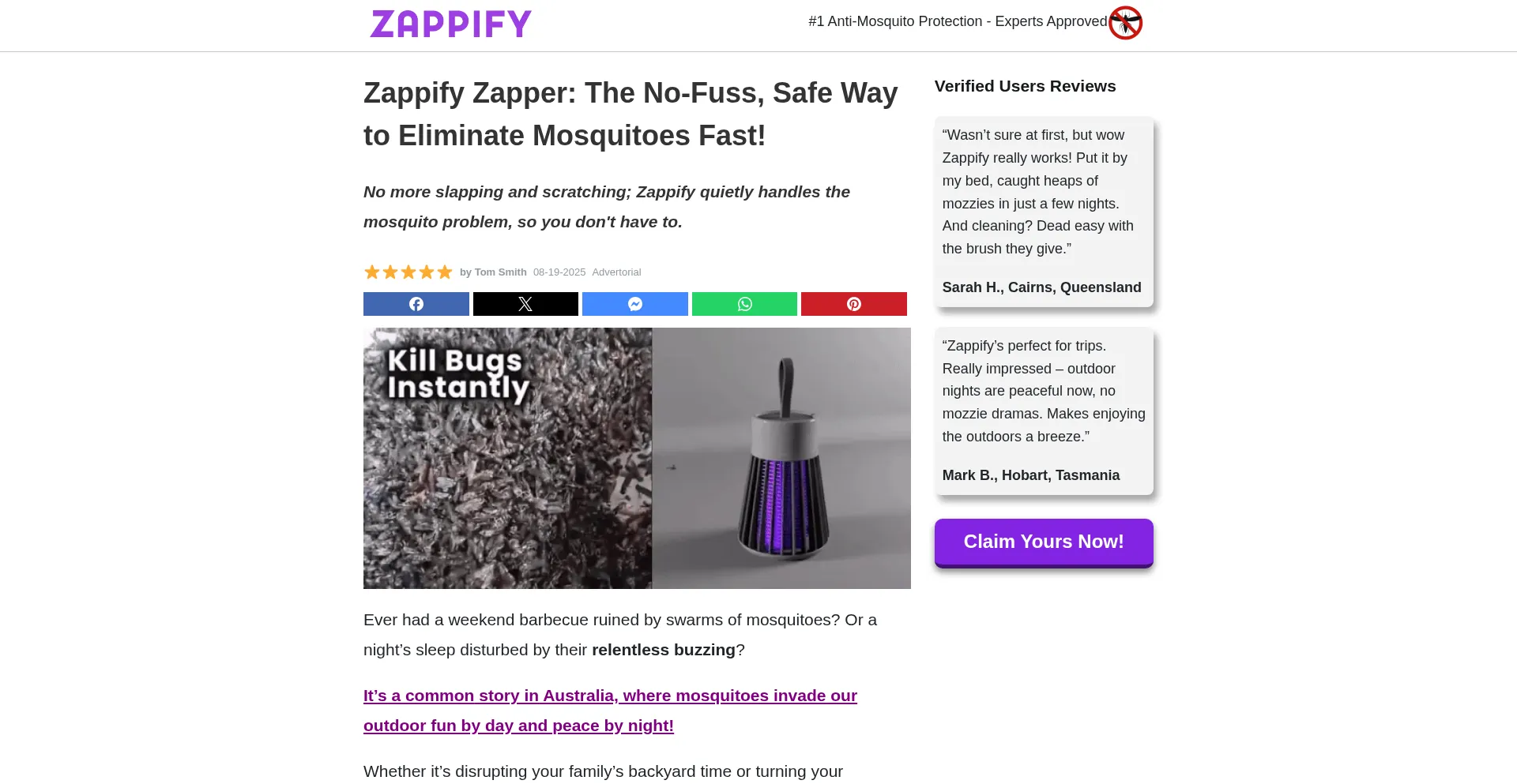 Website screenshot of Zappifyzappers.com