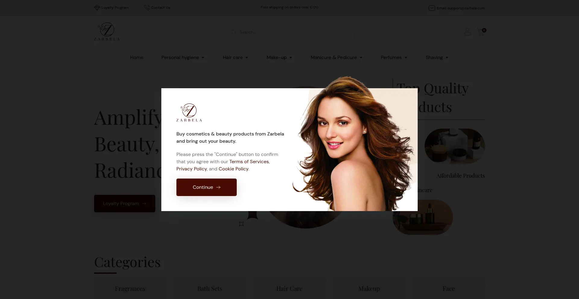 Website screenshot of Zarbela.com