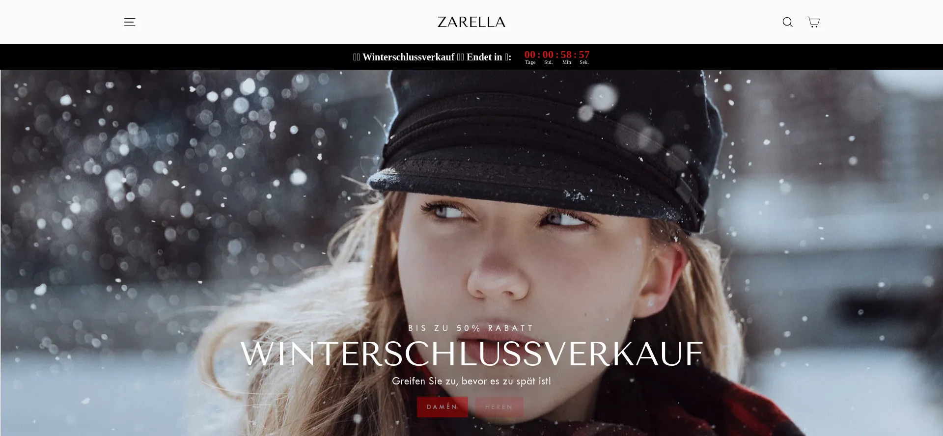 Website screenshot of Zarellaofficial.com