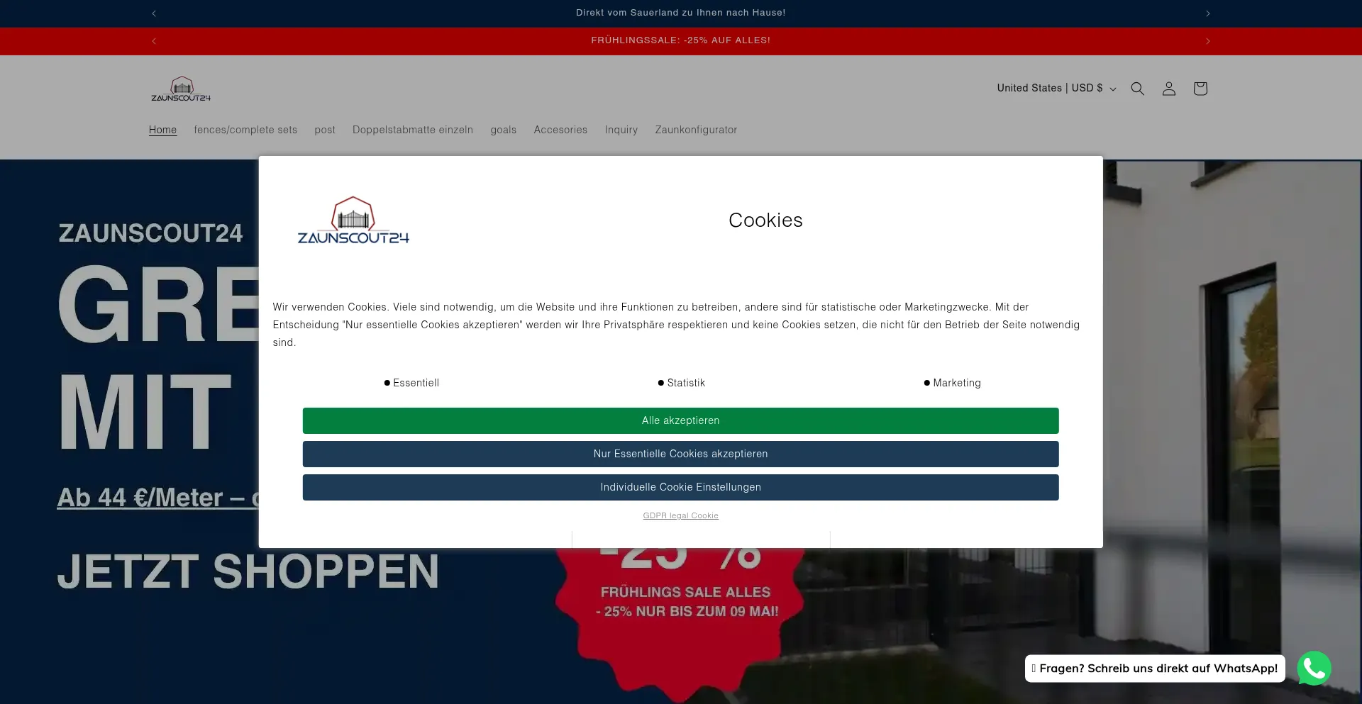 Website screenshot of Zaunscout24.de