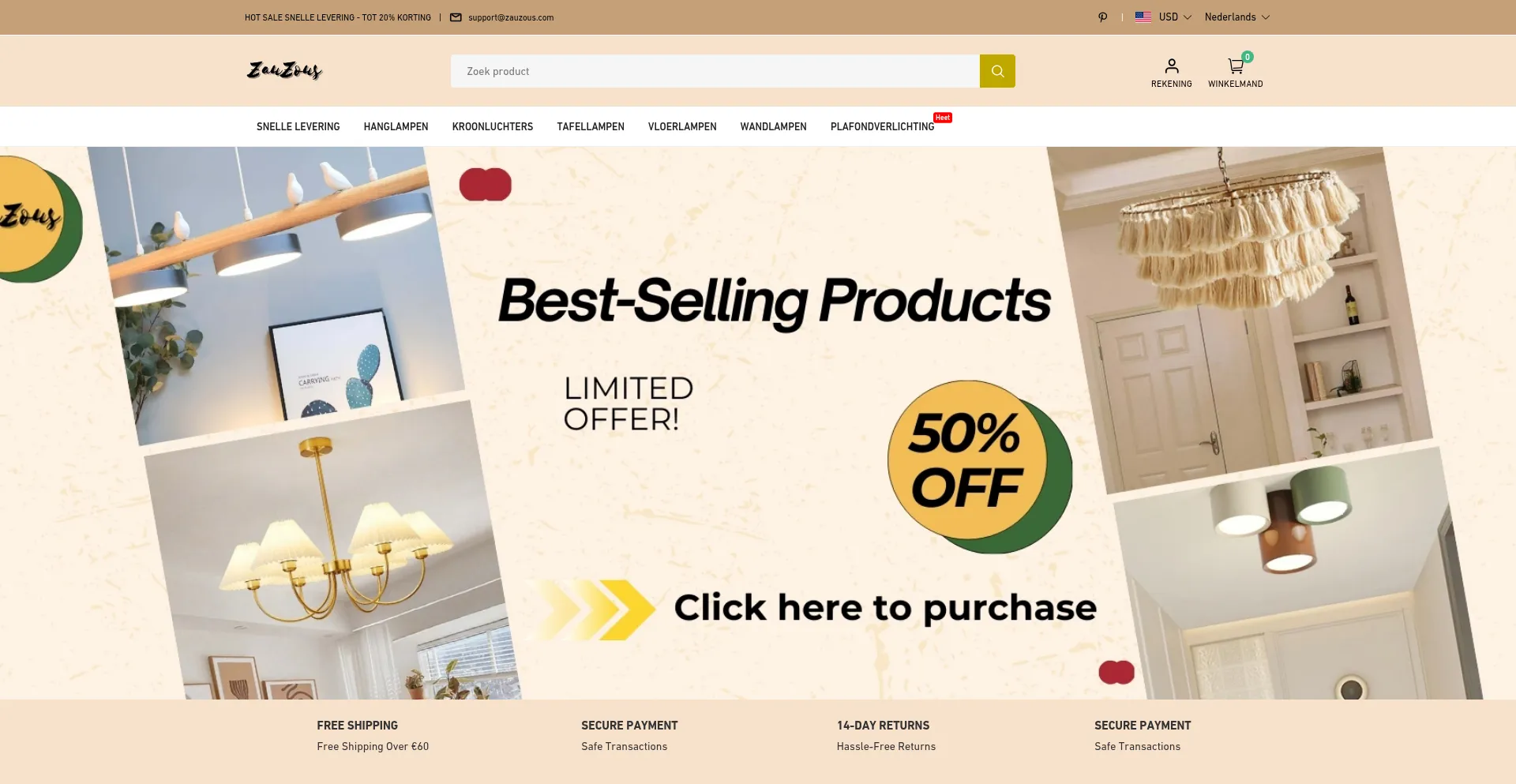 Website screenshot of Zauzous.com