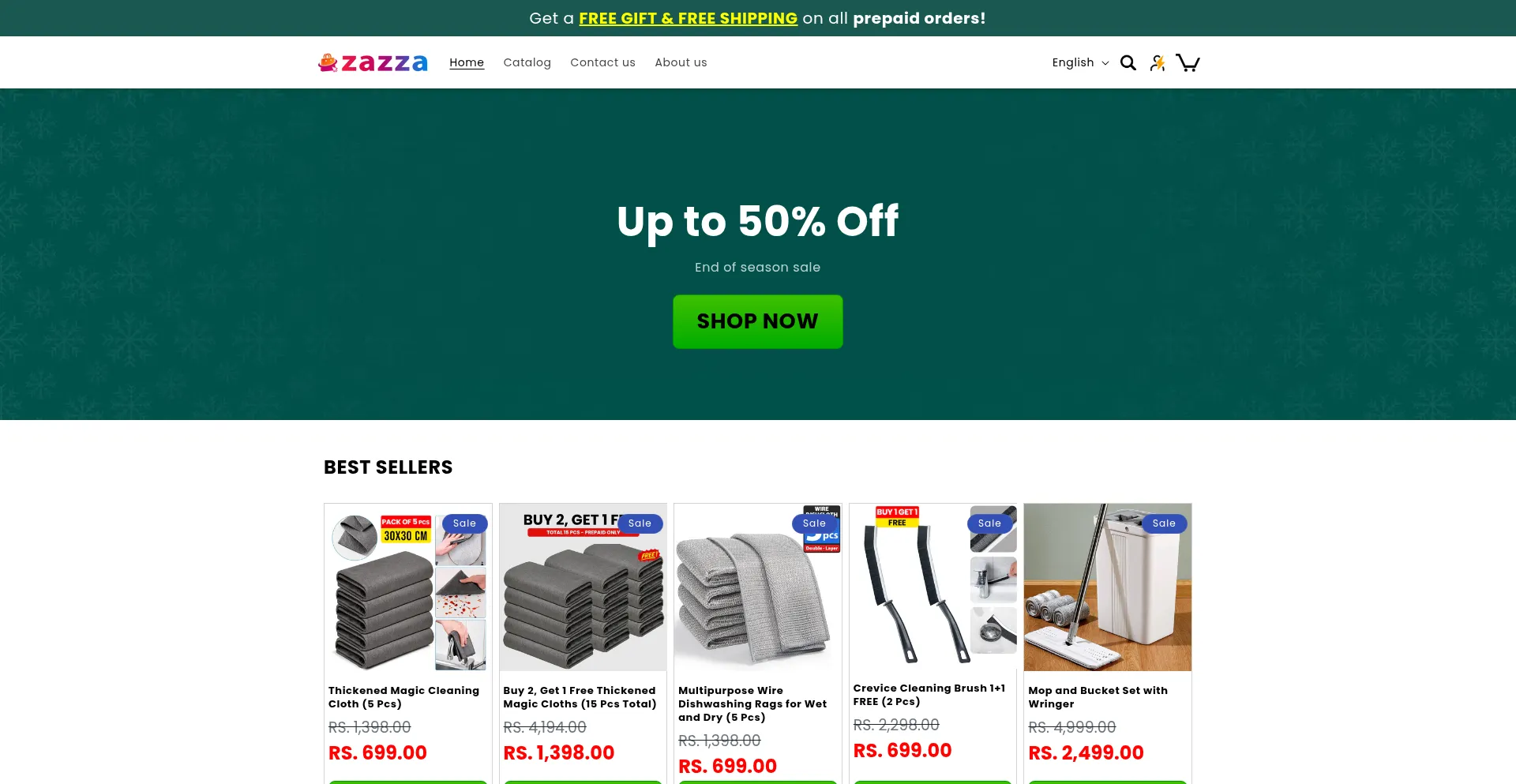 Website screenshot of Zazza.in