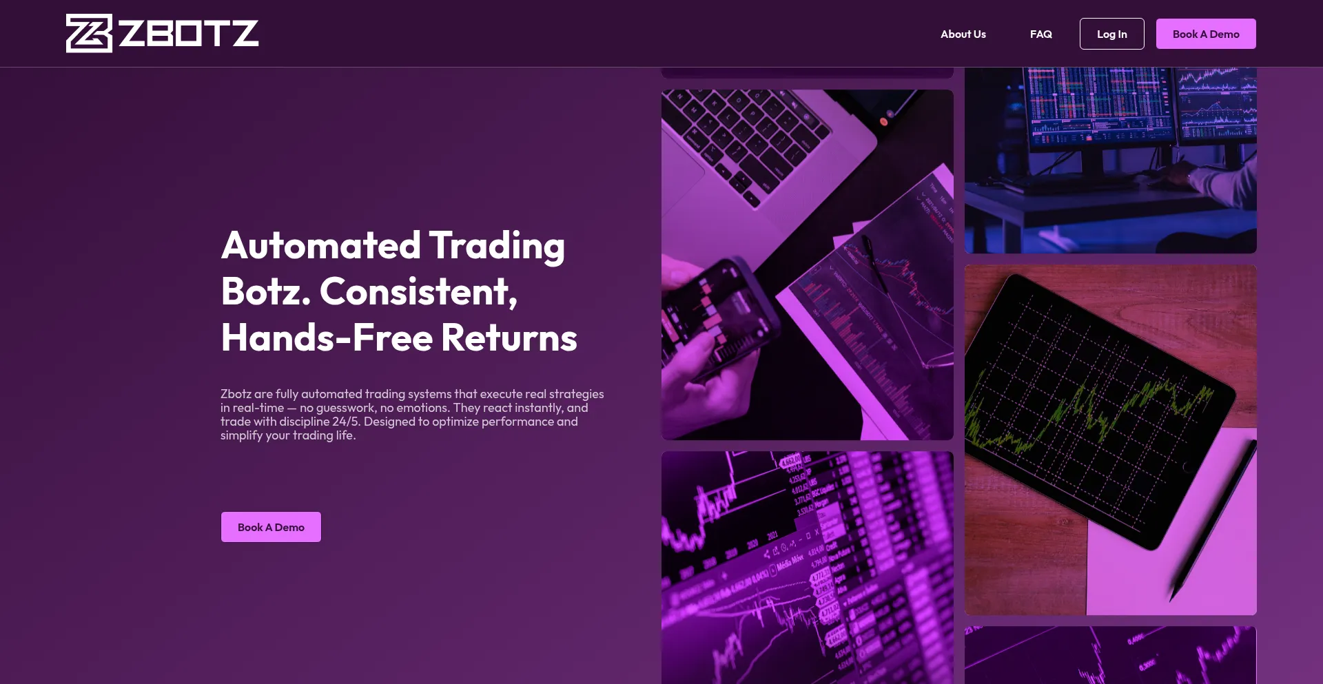 Website screenshot of Zbotz.ai