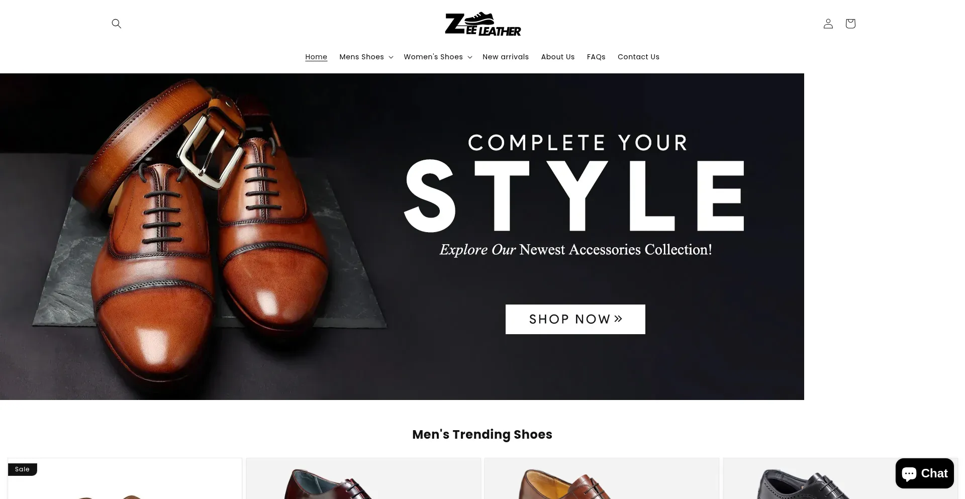 Website screenshot of Zeeleather.us