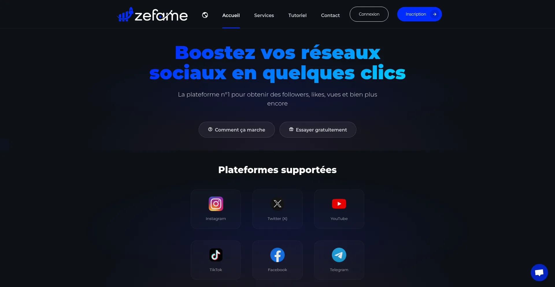 Website screenshot of Zefame.com