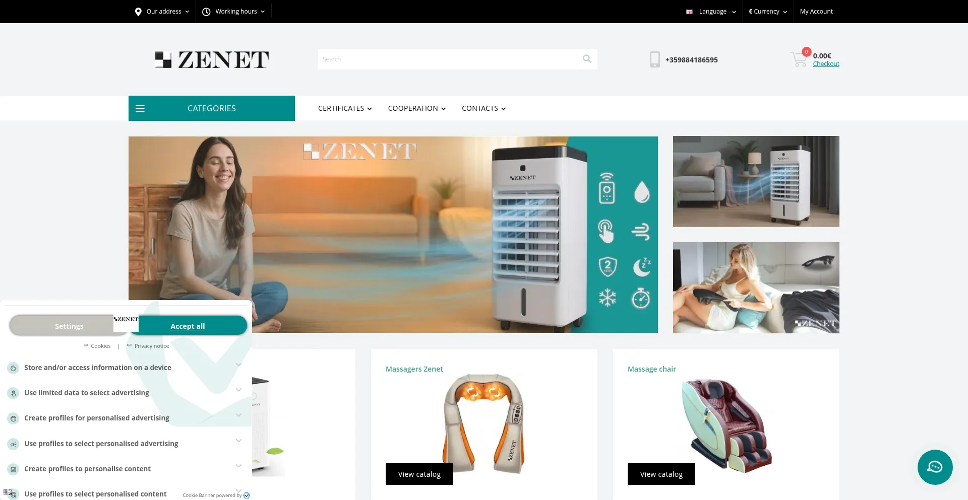 Website screenshot of Zenet-shop.com