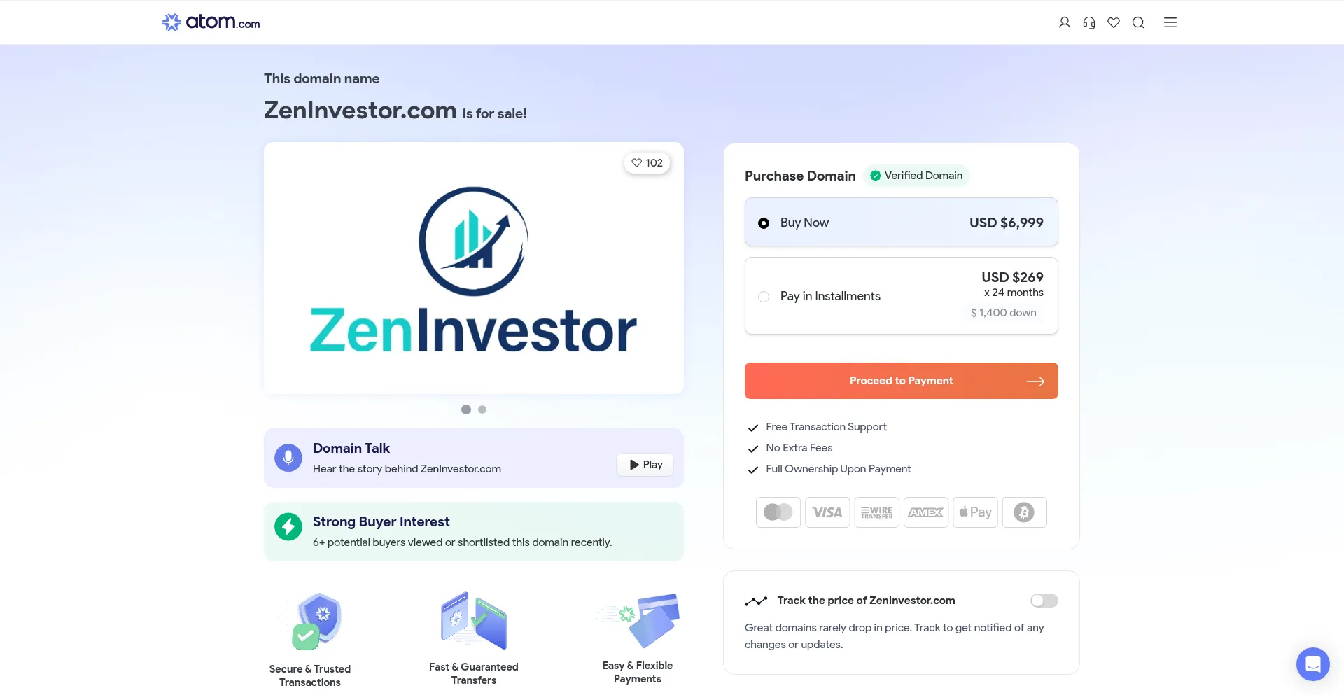 Website screenshot of Zeninvestor.com