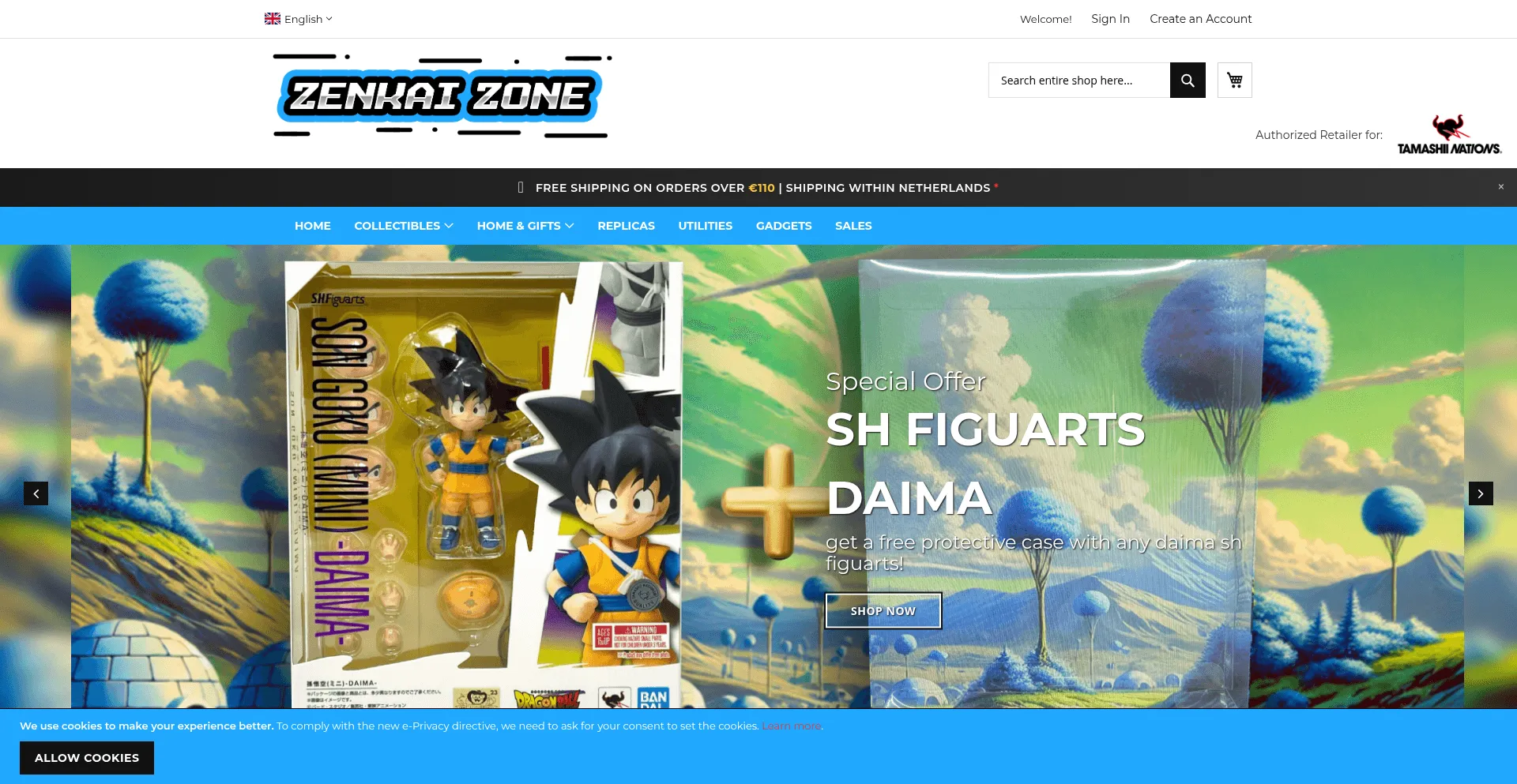 Website screenshot of Zenkaizone.com