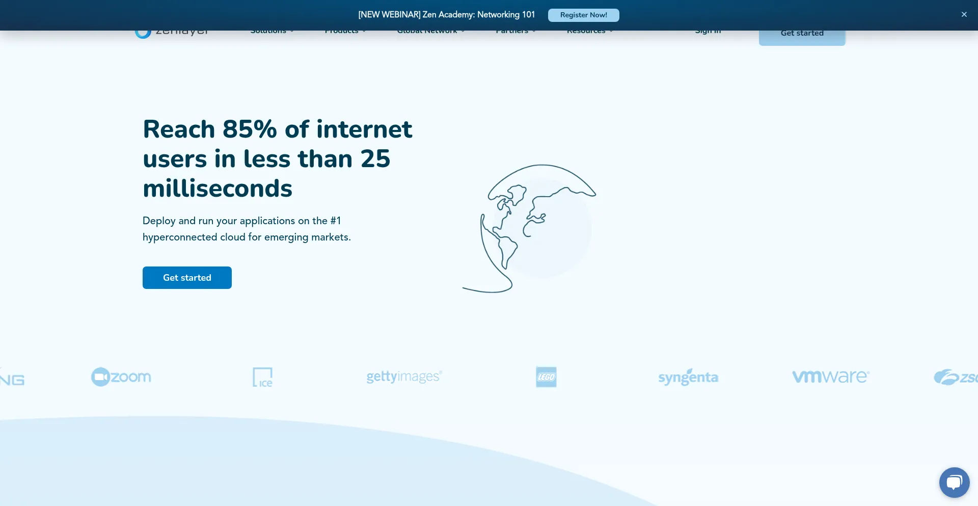 Website screenshot of Zenlayer.com