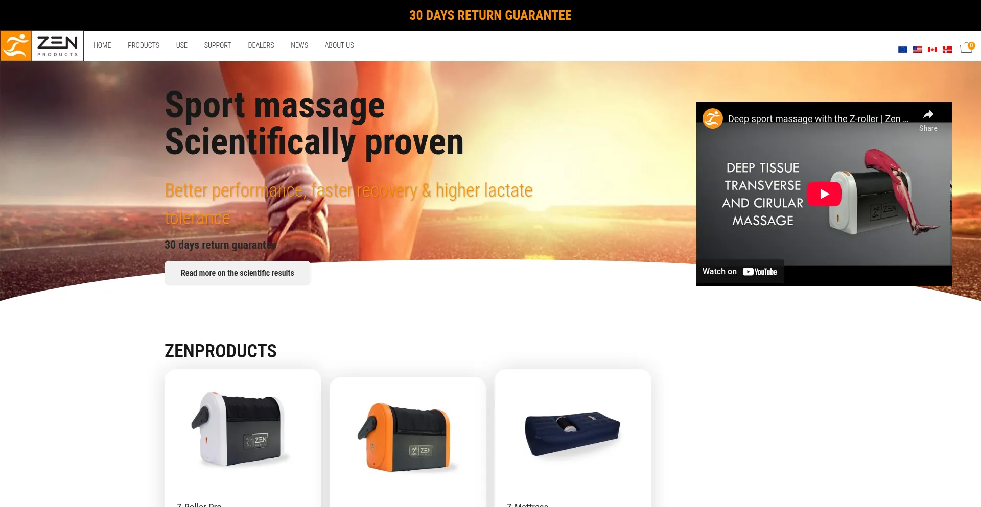 Website screenshot of Zenproducts.com
