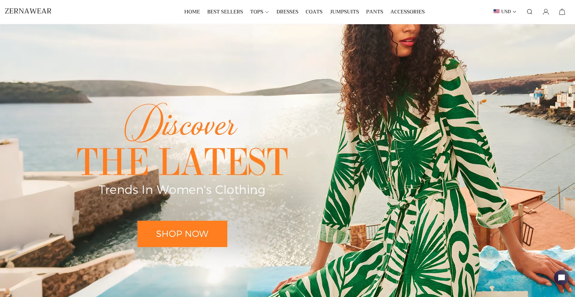 Website screenshot of Zernawear.com