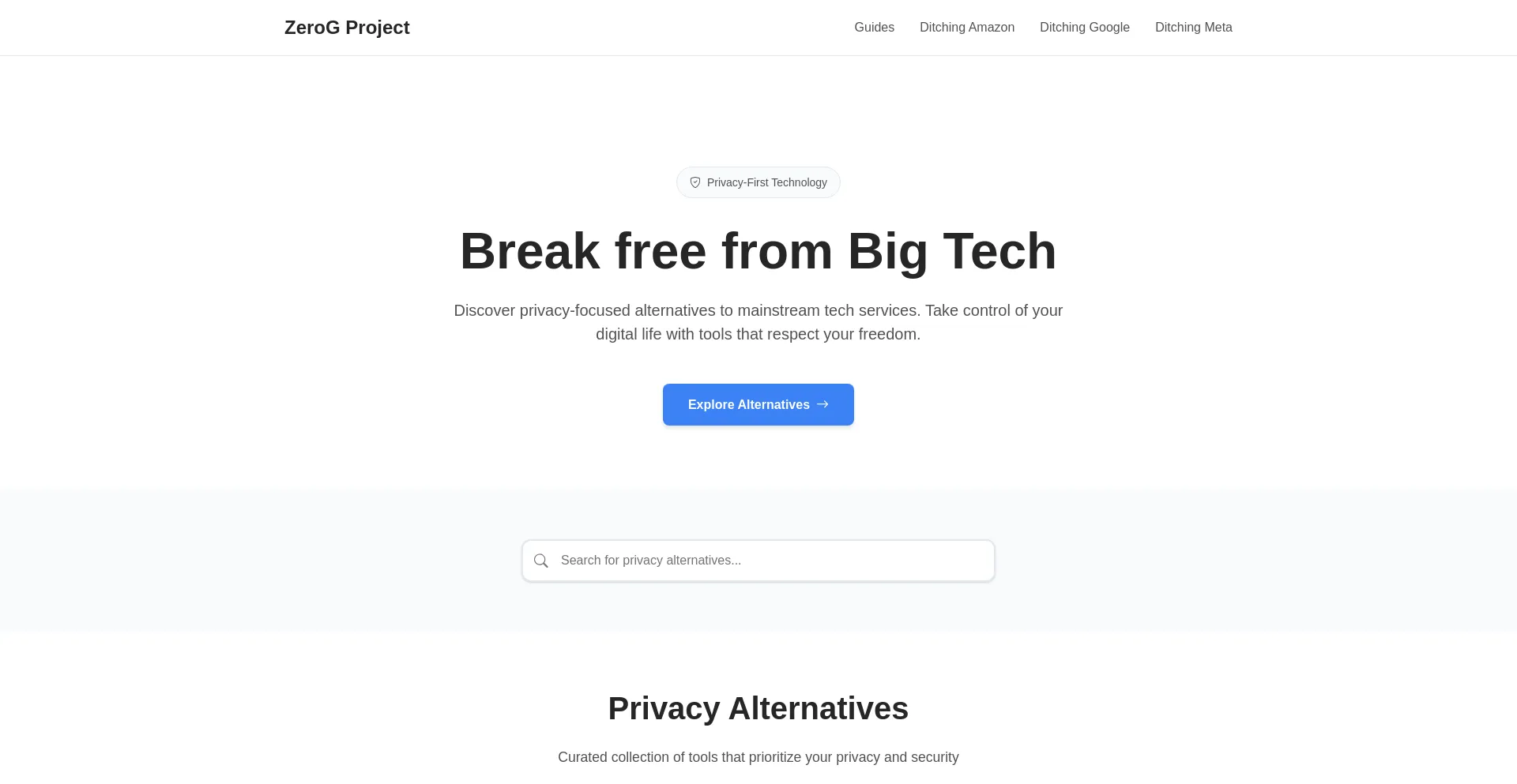 Website screenshot of Zerogproject.org