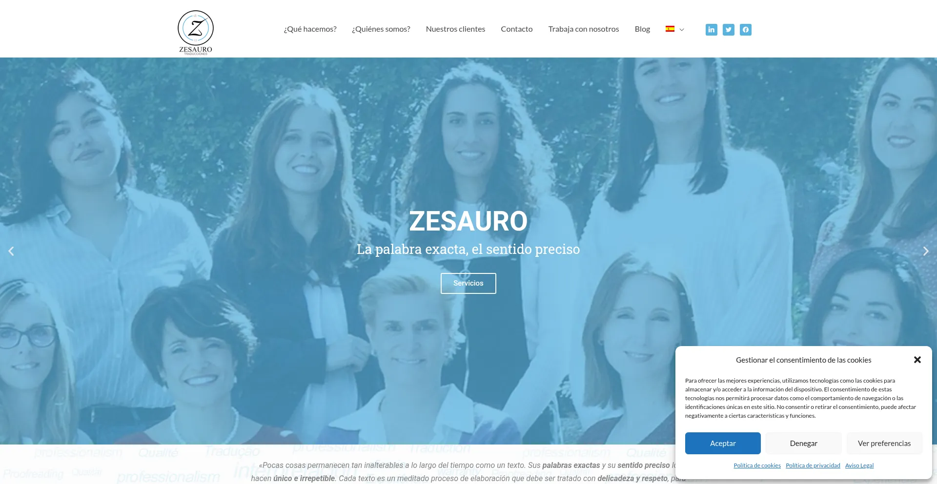 Website screenshot of Zesauro.com