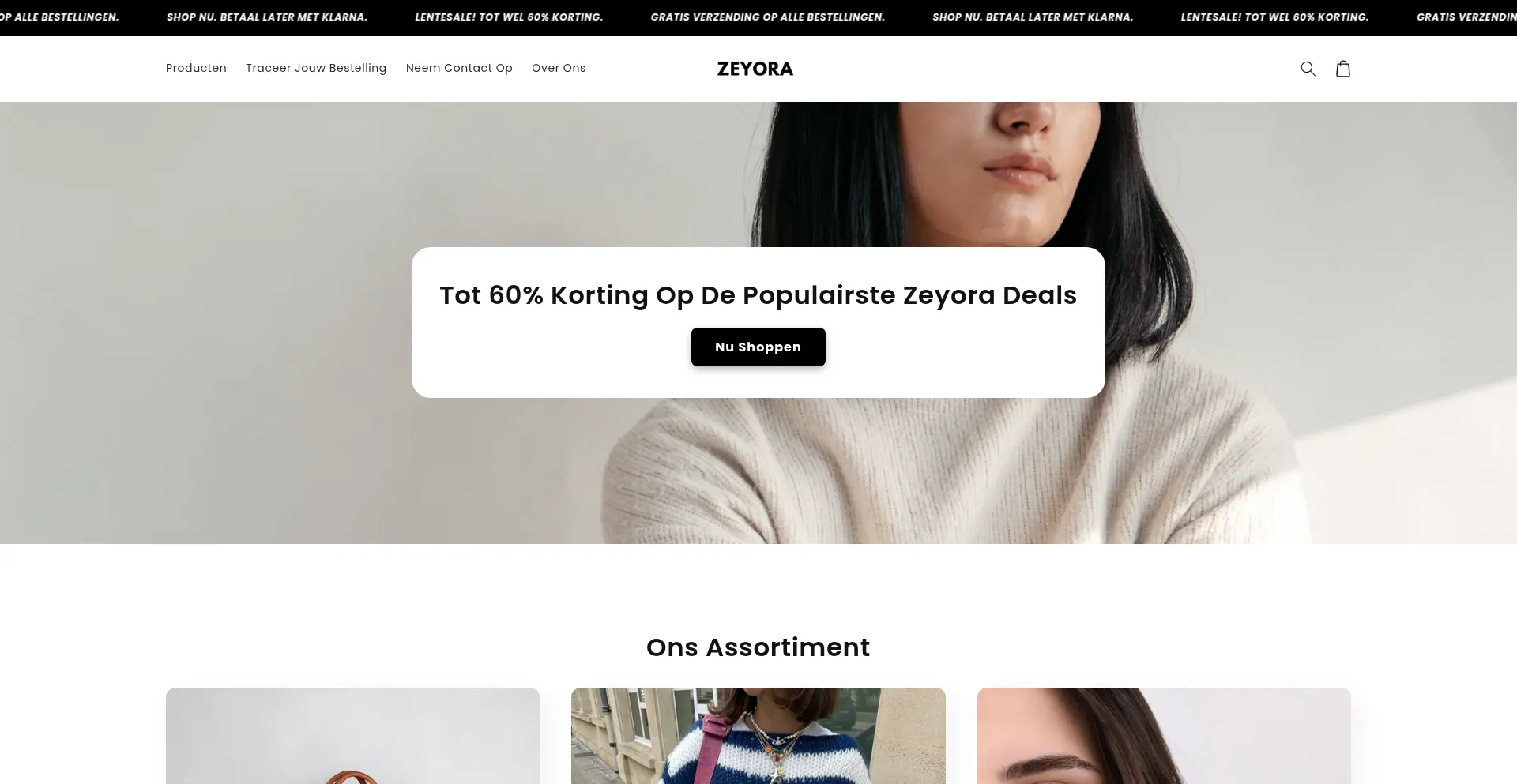 Website screenshot of Zeyora.store