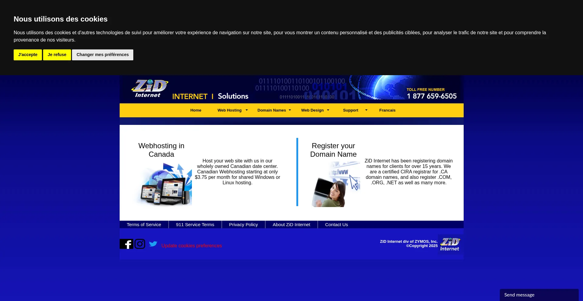 Website screenshot of Zid.com