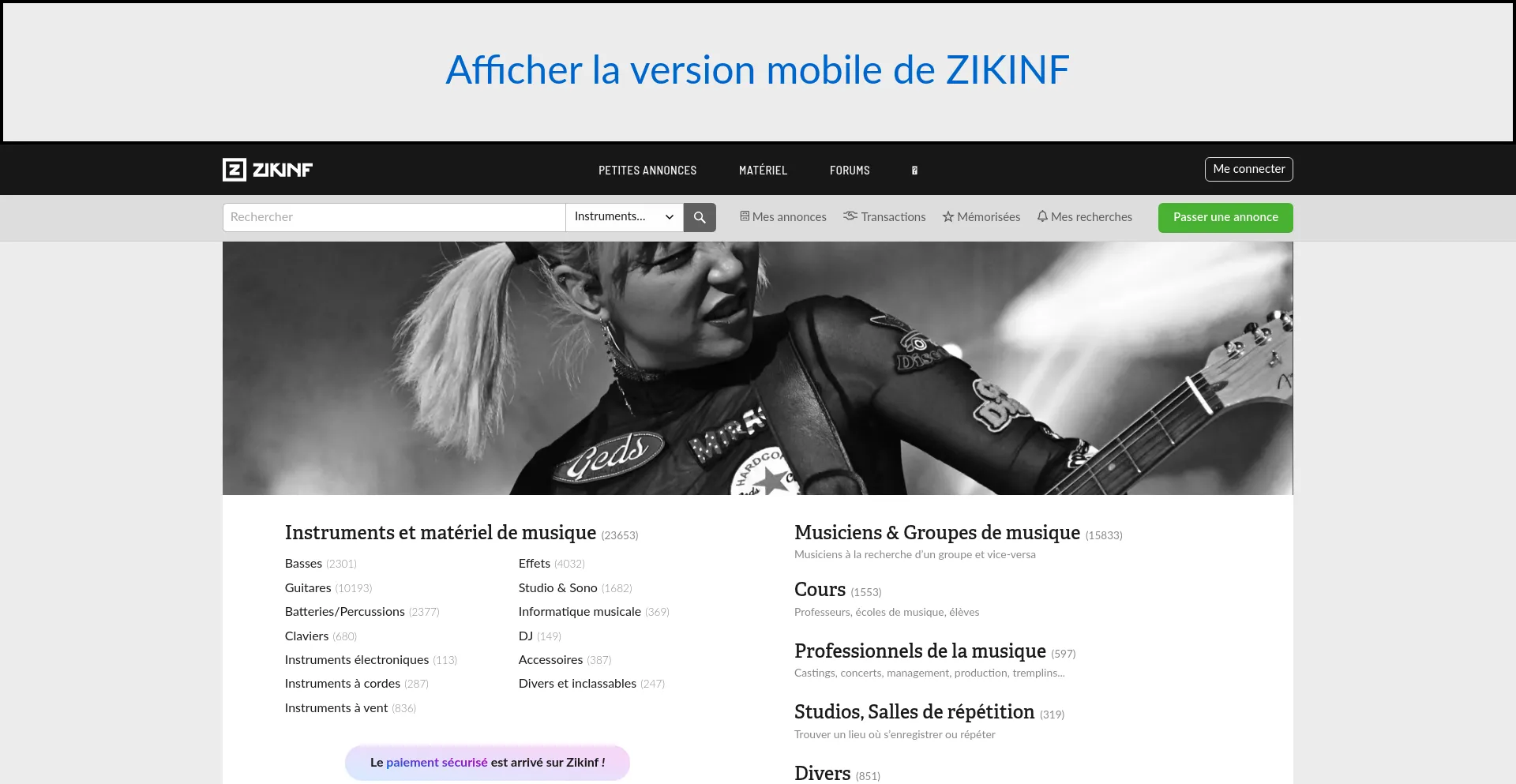 Website screenshot of Zikinf.com