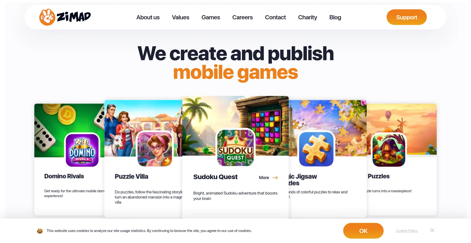 Website screenshot of Zimad.com