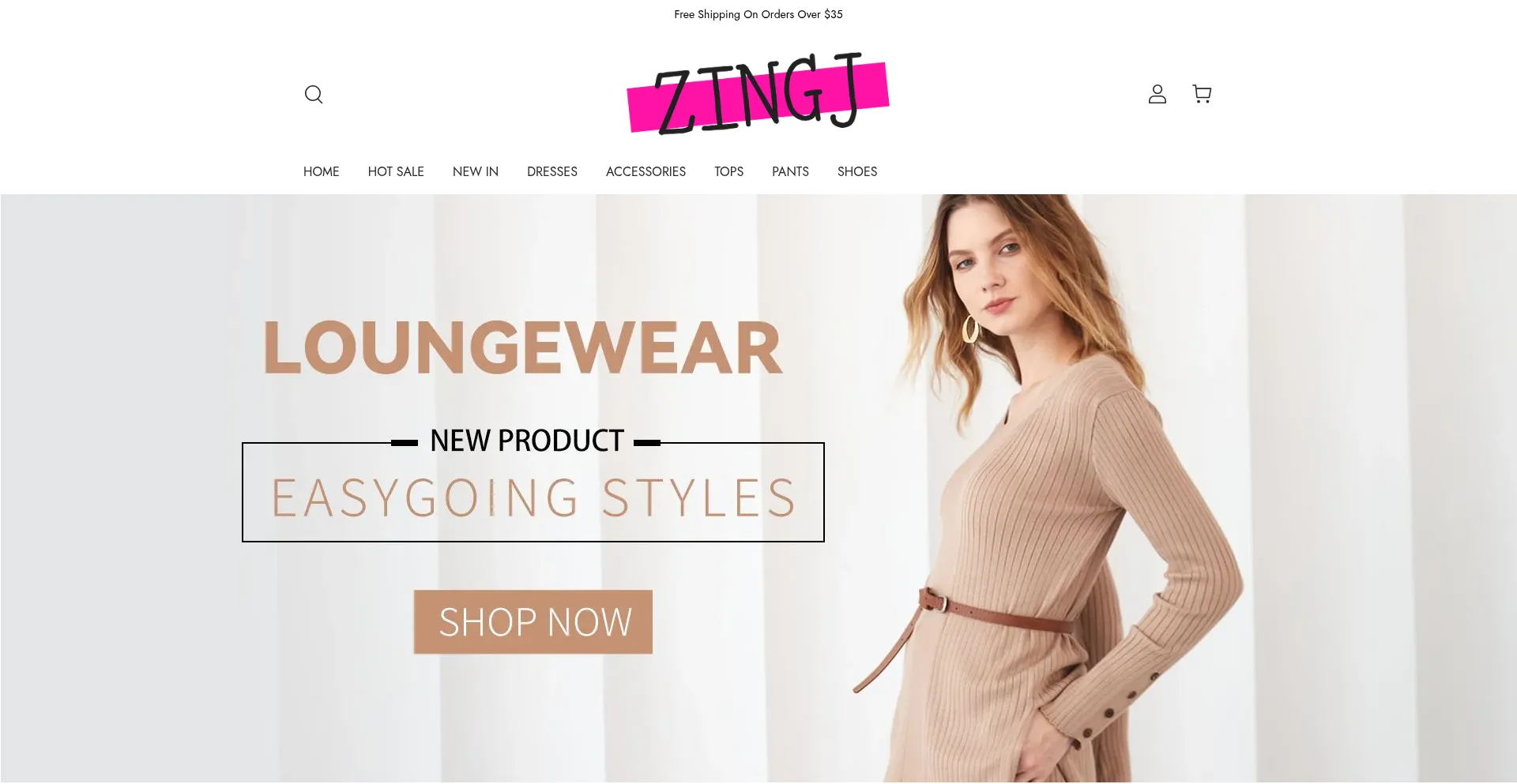 Website screenshot of Zingj.com