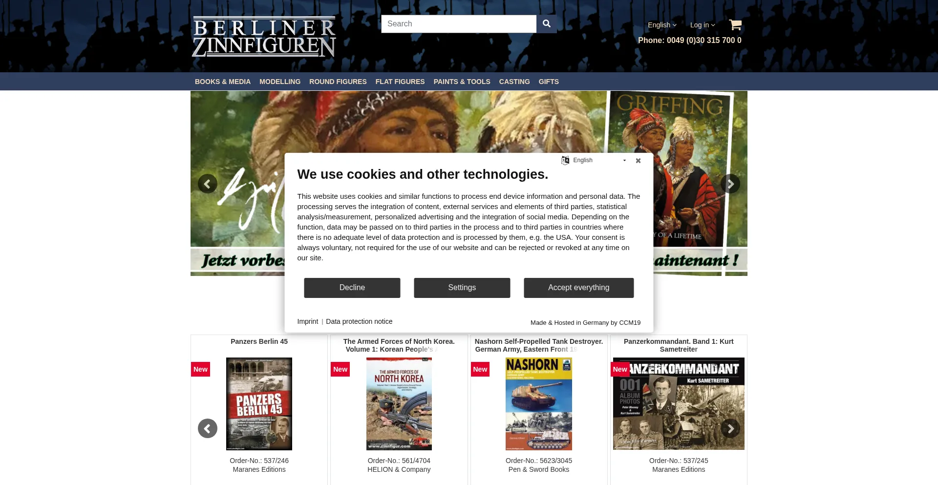 Website screenshot of Zinnfigur.com