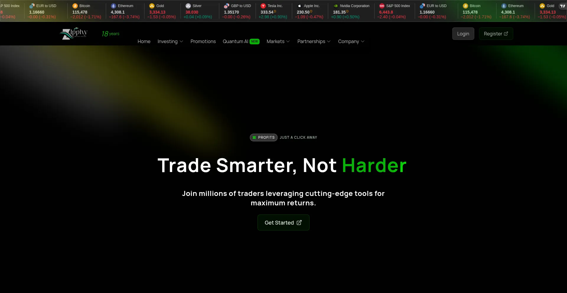 Website screenshot of Zipphy.com