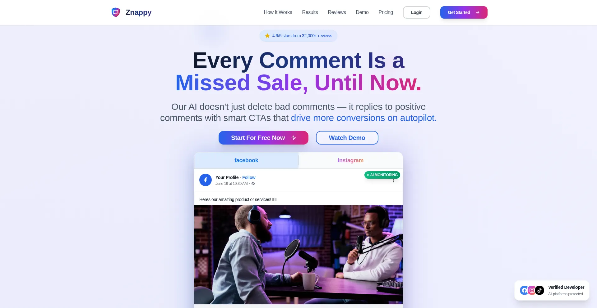Website screenshot of Znappy.io