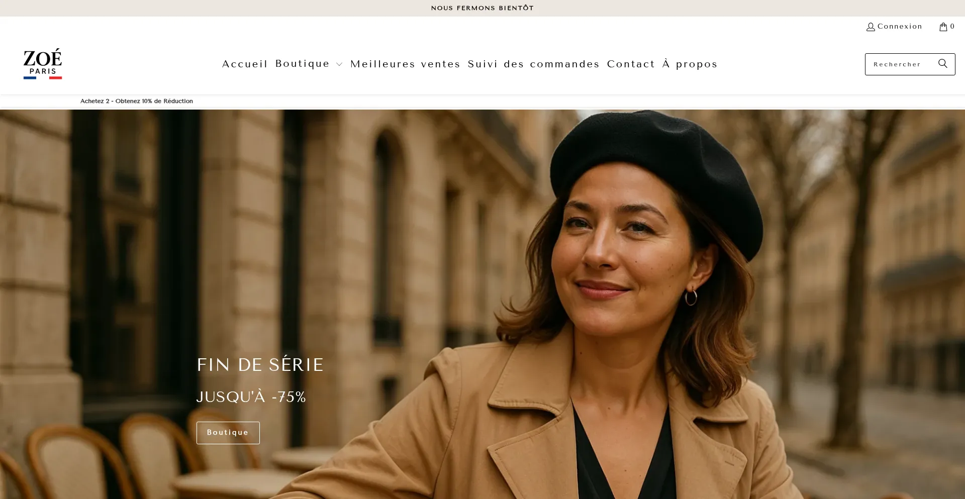 Website screenshot of Zoeparis.fr