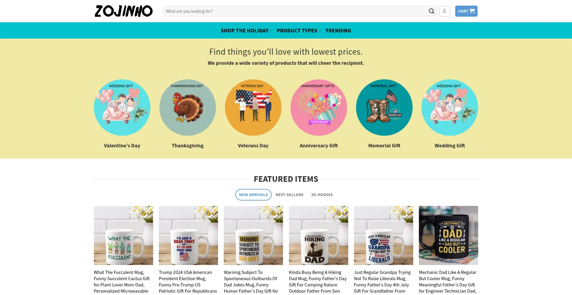Website screenshot of Zojinho.com