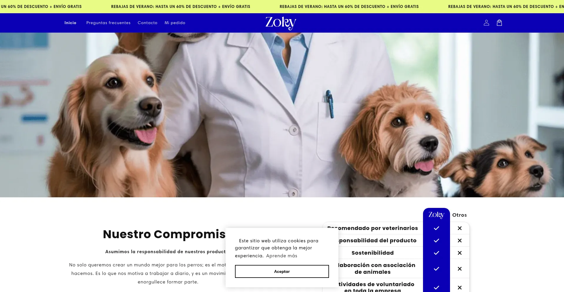 Website screenshot of Zoky.shop