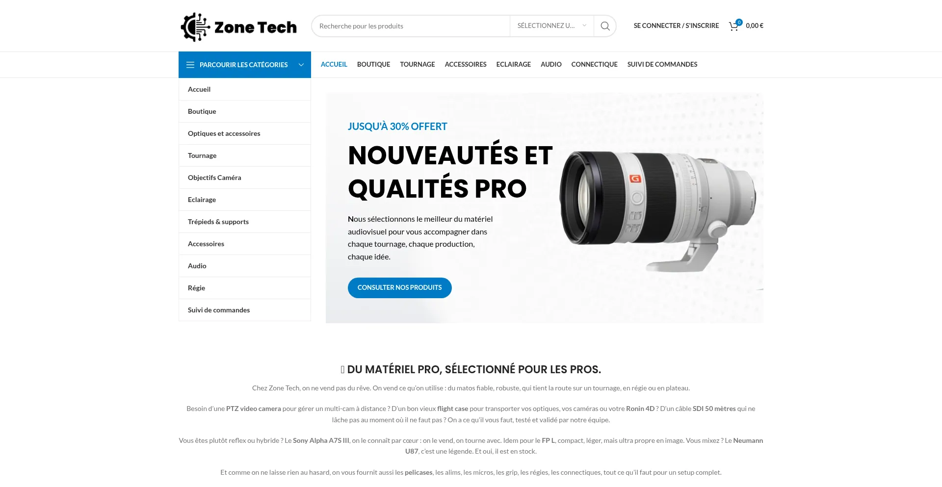 Website screenshot of Zone-tech.fr