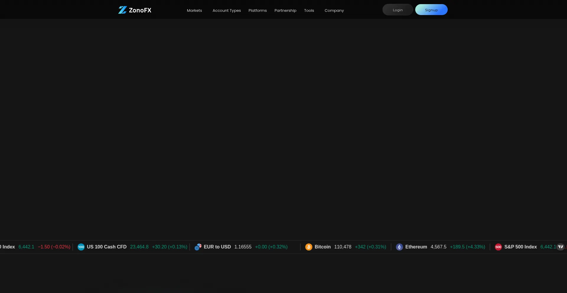 Website screenshot of Zonofx.com