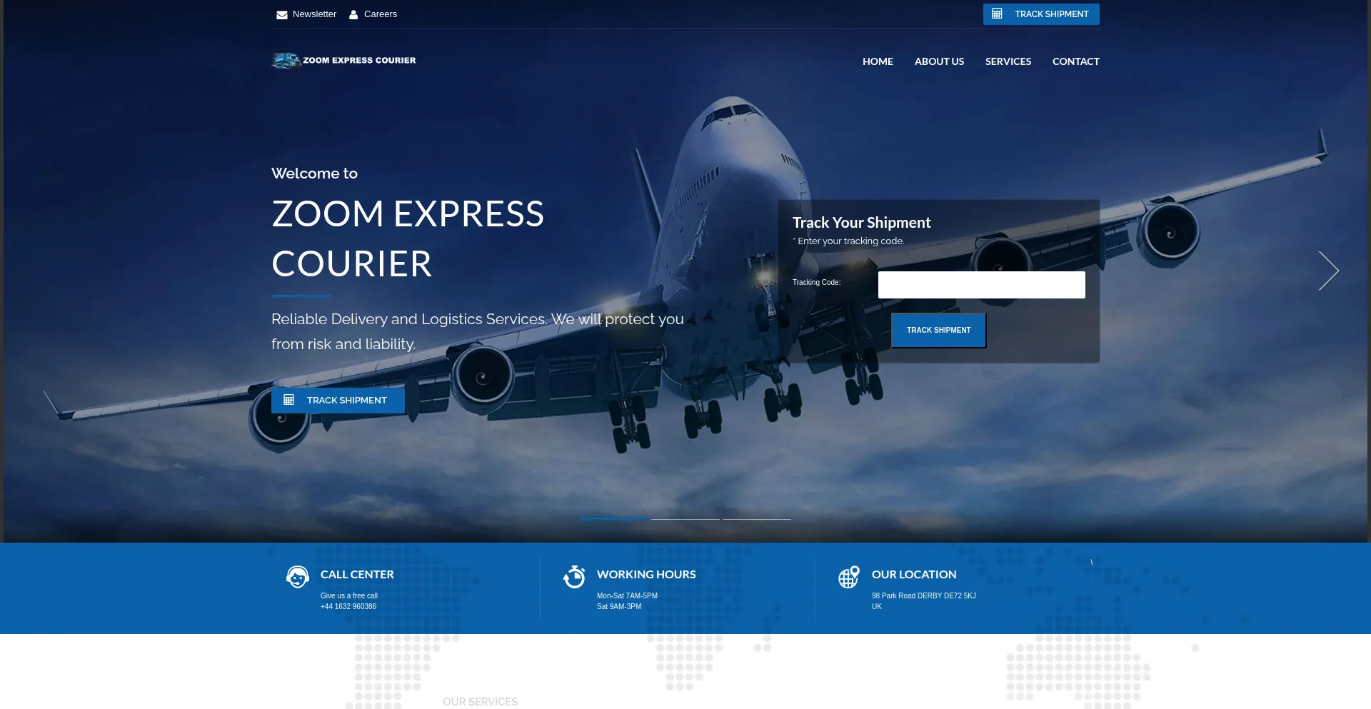 Website screenshot of Zoomexprescourier.com
