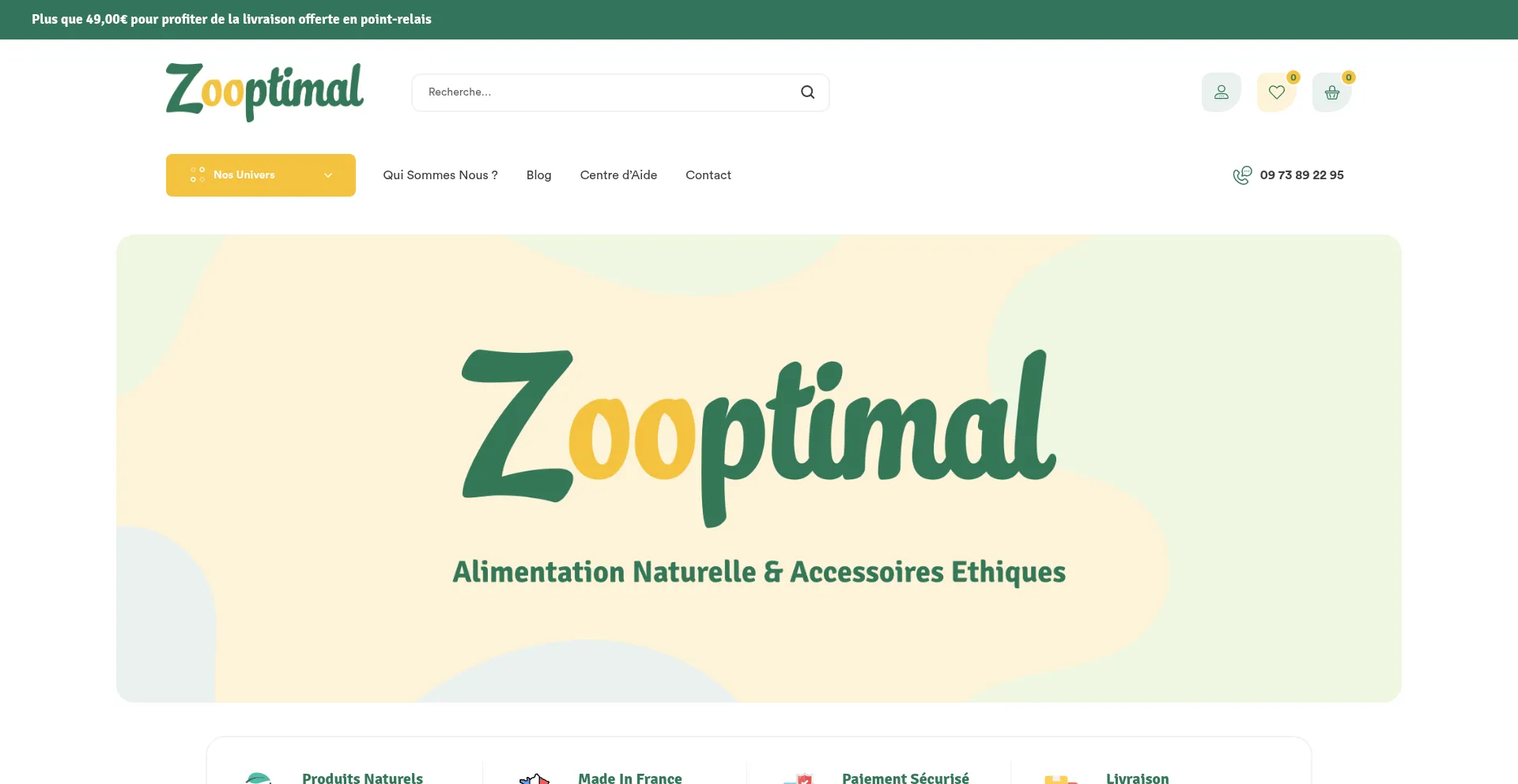 Website screenshot of Zooptimal.com