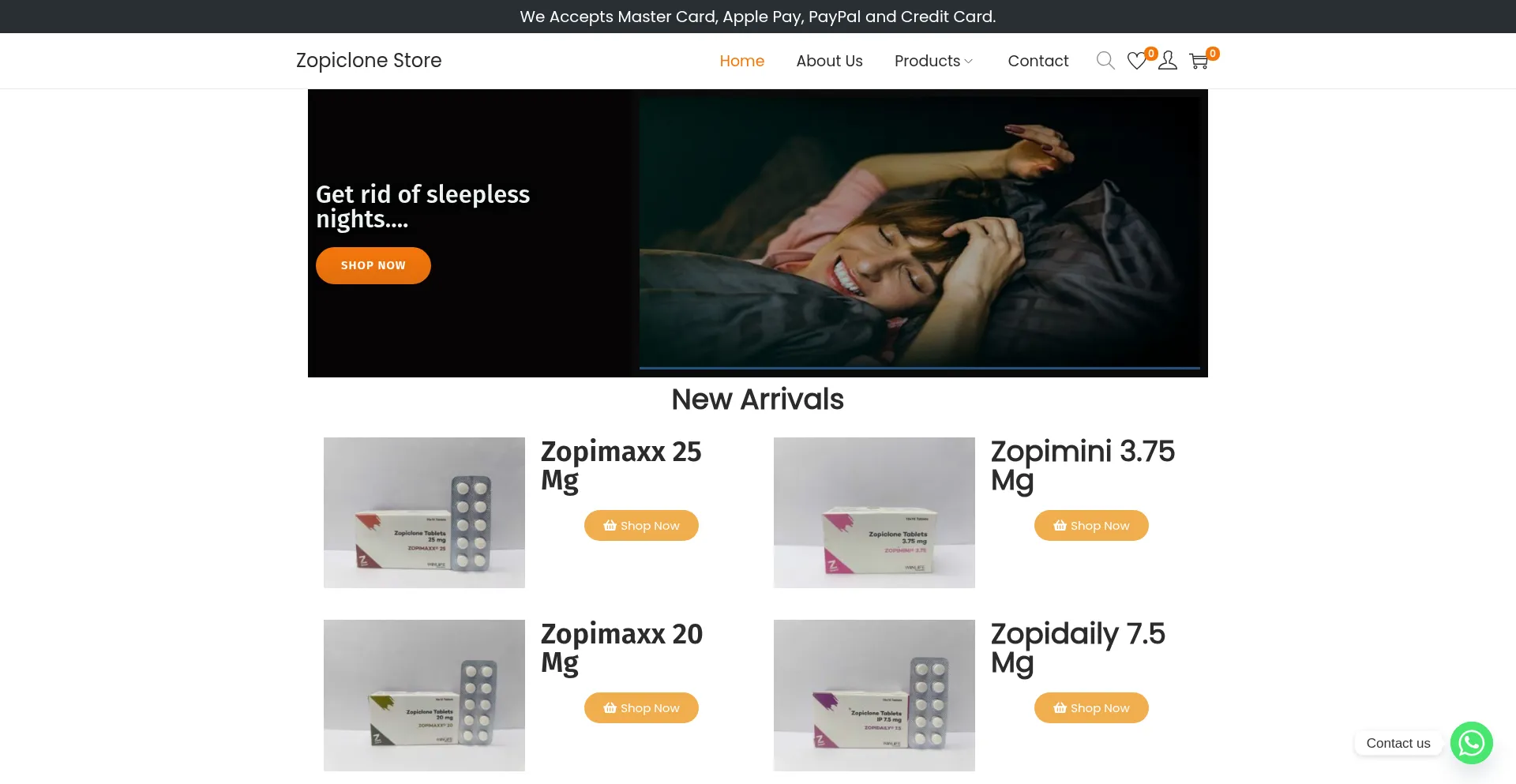 Website screenshot of Zopiclonestore.net