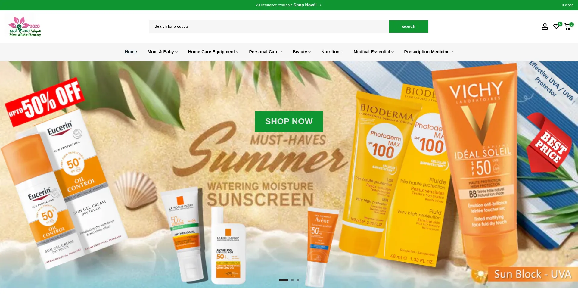 Website screenshot of Zozopharmacy.com