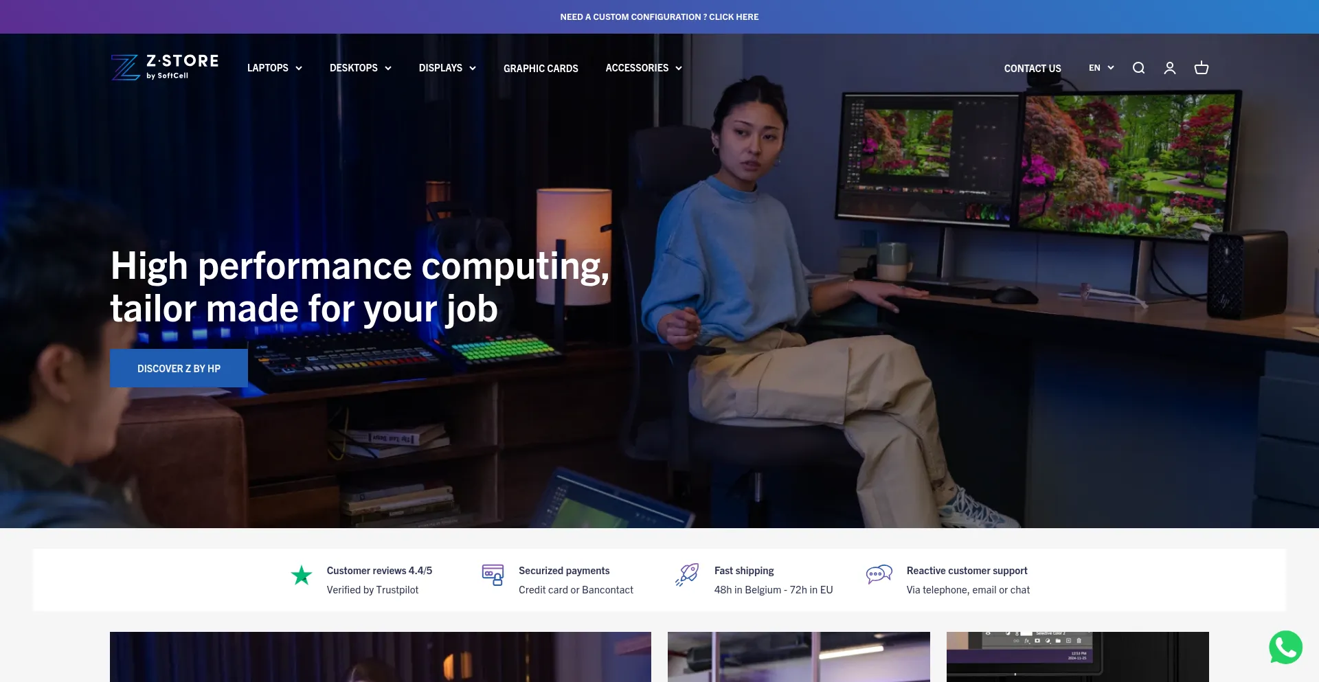 Website screenshot of Zstore.be