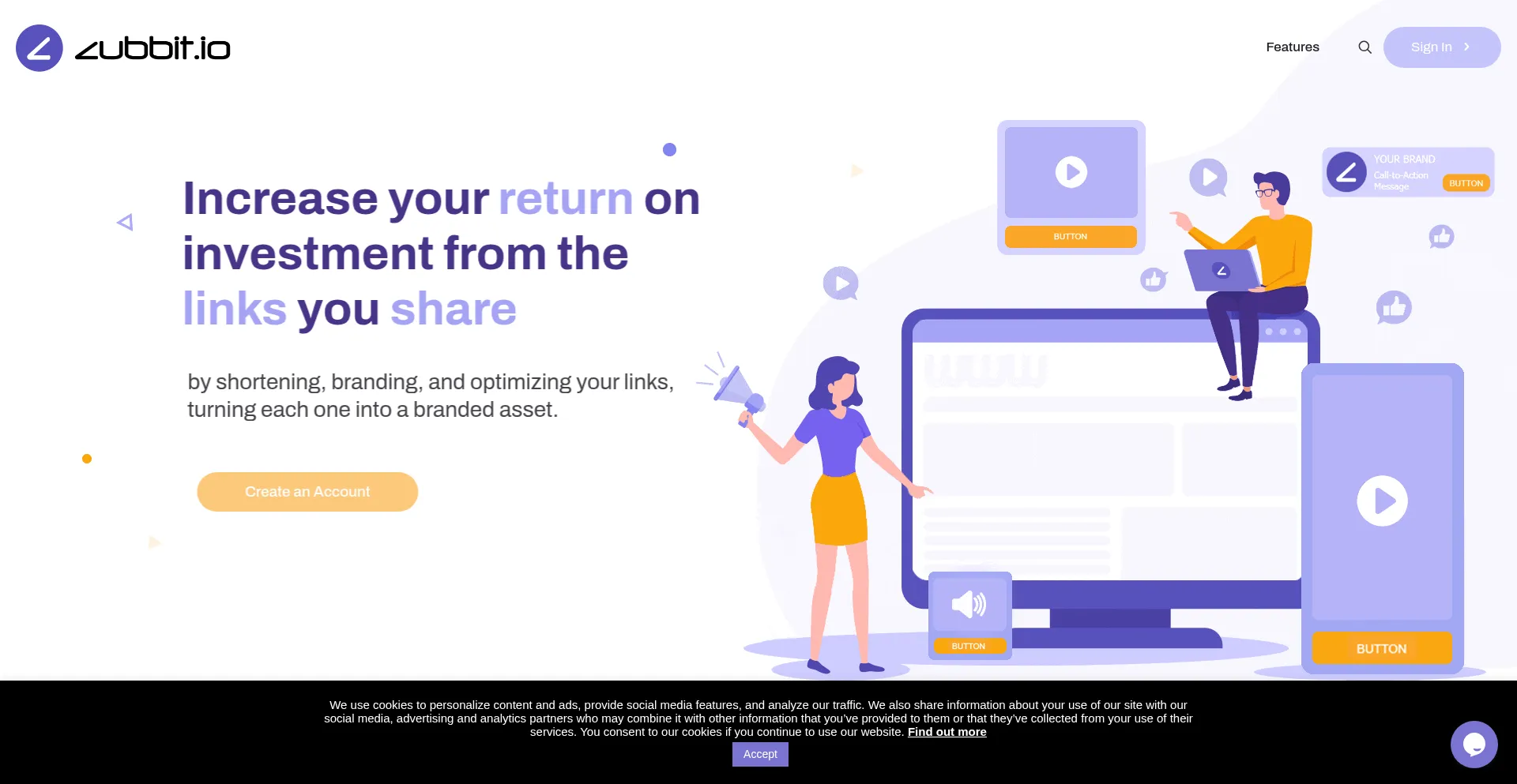 Website screenshot of Zubbit.io