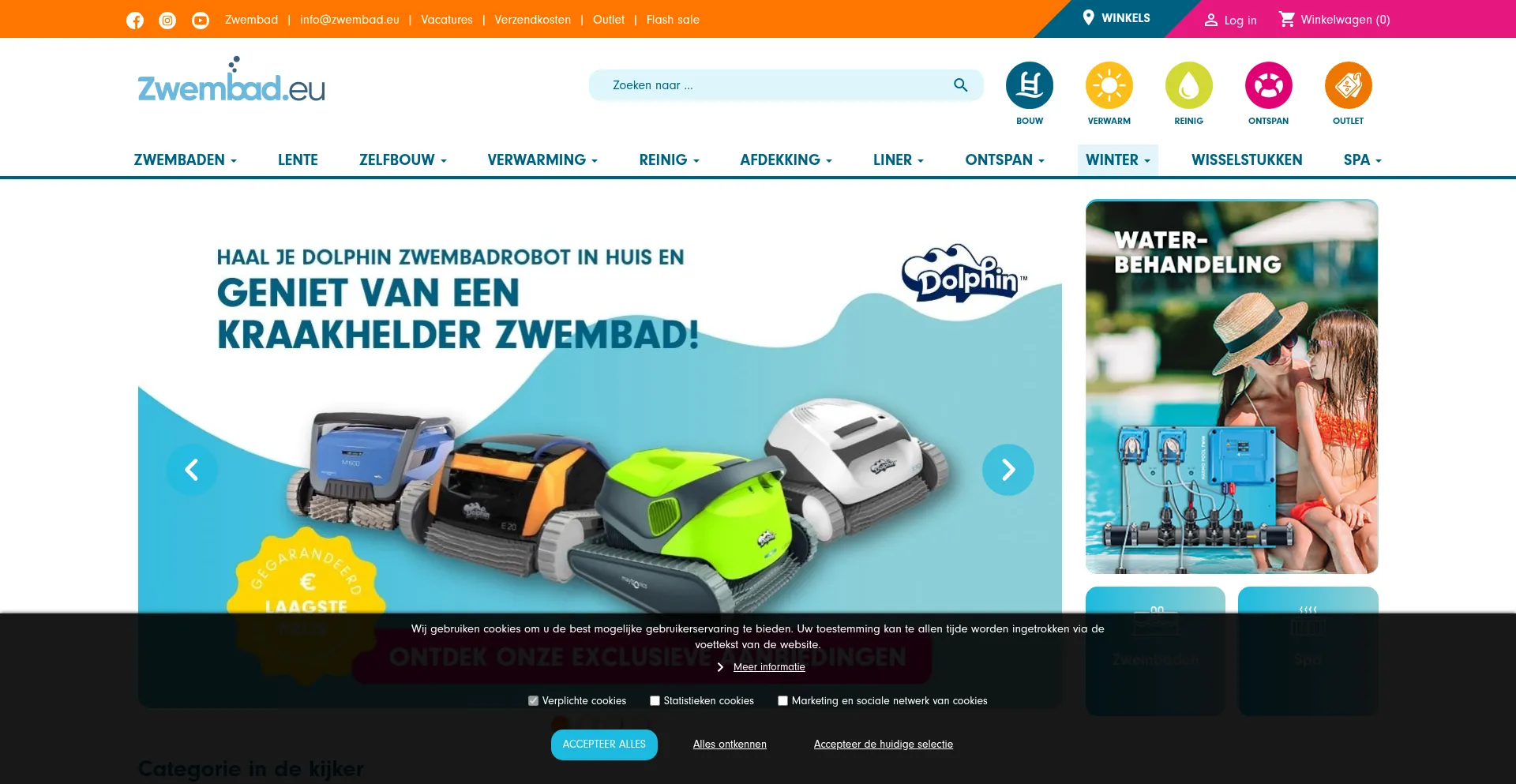 Website screenshot of Zwembad.eu