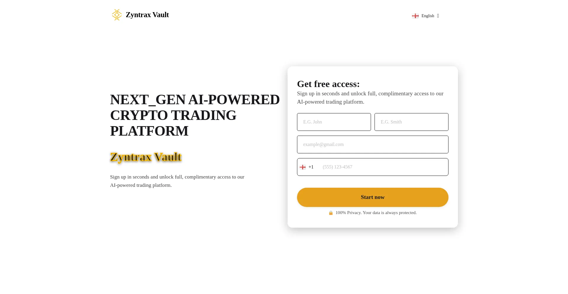 Website screenshot of Zyntraxvault.org