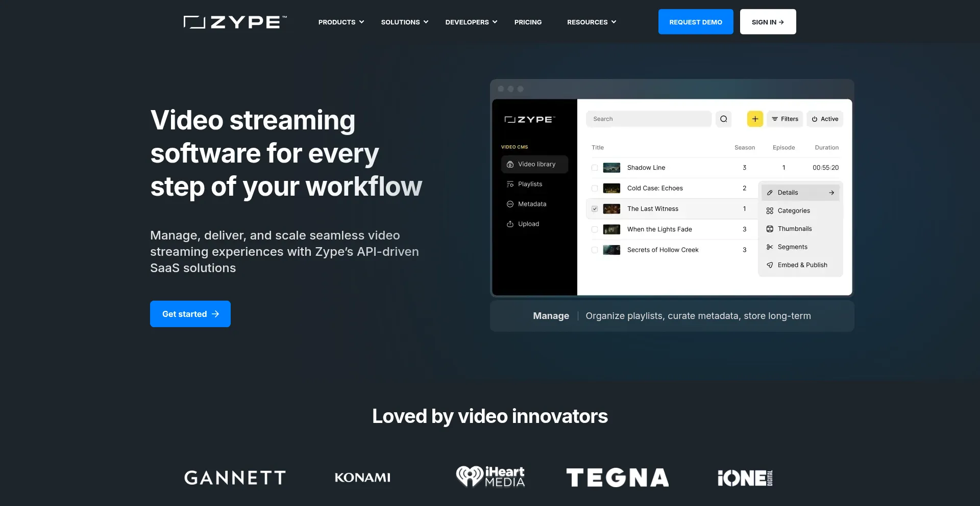 Website screenshot of Zype.com